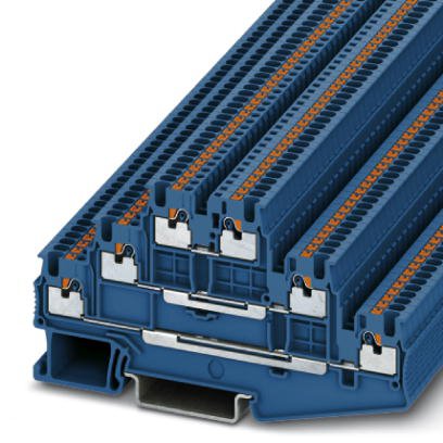 Phoenix Contact Multi-Level Terminal Block; PT 1.5/S-3L BU; 15A; 600V; 3-Level; #26 - #14; Push-In Connection; Blue